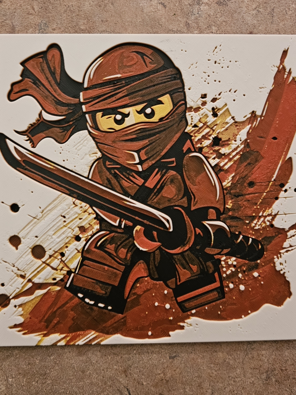 LEGO Ninjago Red Ninja Art Print - Kai Ninjago 3D Print Wall Art 6 X6 Inches